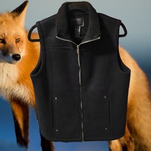 Lauren Ralph Lauren Black Faux Suede Sherpa Lining Vest